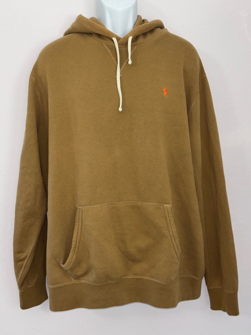POLO RALPH LAUREN Golden Brown Hooded Pullover Cotton Blend Sweatshirt Size XXL